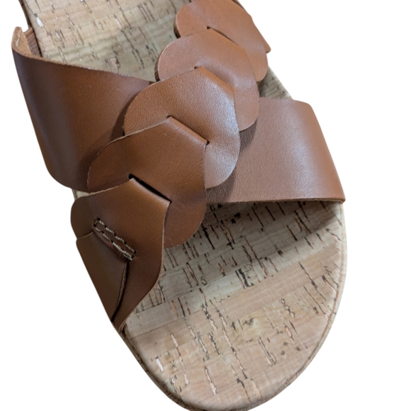 Earth Scotti Platform Leather Dark Natural Slide Sandal Size 8.5 - Picture 4 of 13